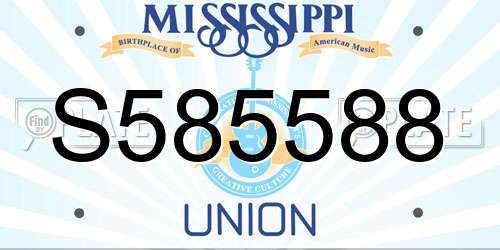 S585588 Mississippi License Plate