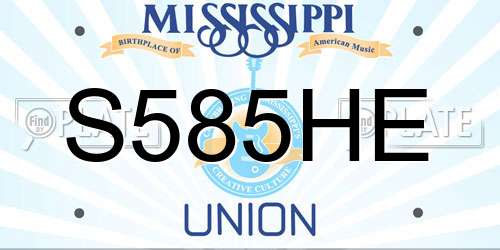 S585HE Mississippi License Plate