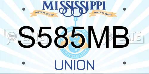 S585MB Mississippi License Plate