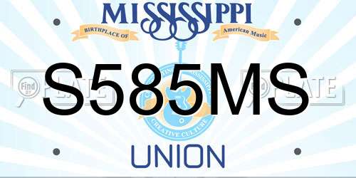 S585MS Mississippi License Plate