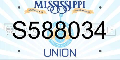 S588034 Mississippi License Plate