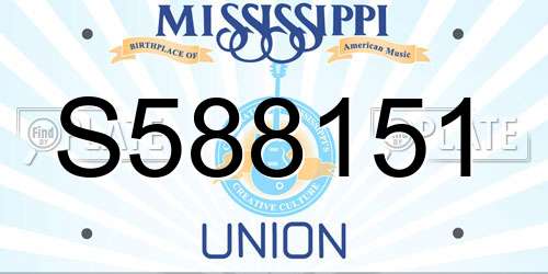 S588151 Mississippi License Plate