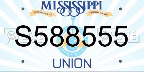 S588555 Mississippi License Plate