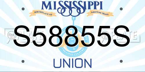 S58855S Mississippi License Plate