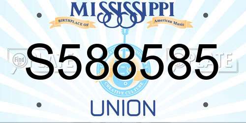 S588585 Mississippi License Plate
