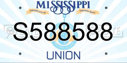 S588588 Mississippi License Plate