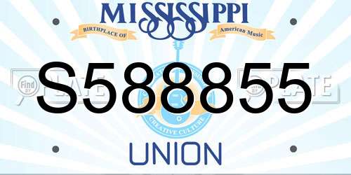 S588855 Mississippi License Plate