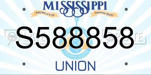 S588858 Mississippi License Plate
