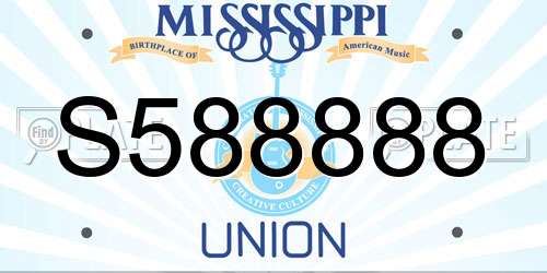 S588888 Mississippi License Plate