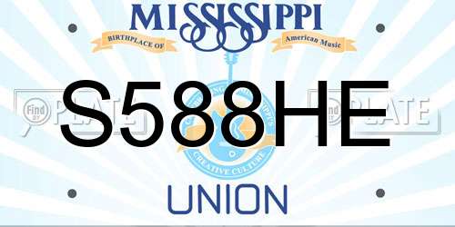 S588HE Mississippi License Plate