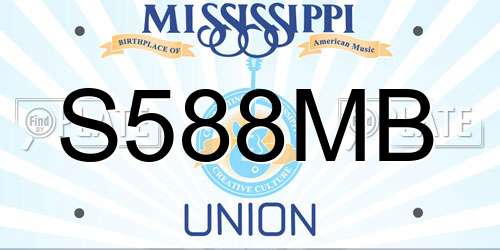 S588MB Mississippi License Plate