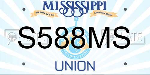 S588MS Mississippi License Plate
