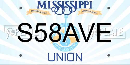 S58AVE Mississippi License Plate