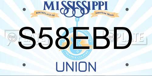S58EBD Mississippi License Plate