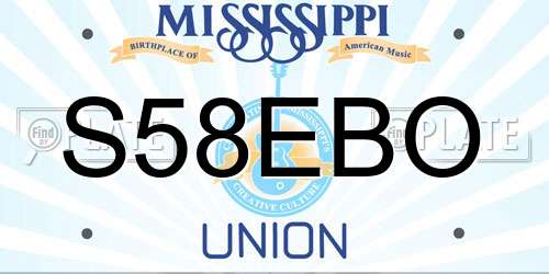 S58EBO Mississippi License Plate