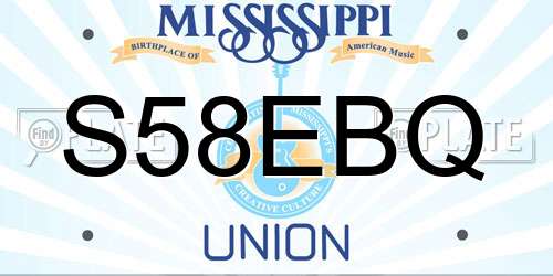 S58EBQ Mississippi License Plate