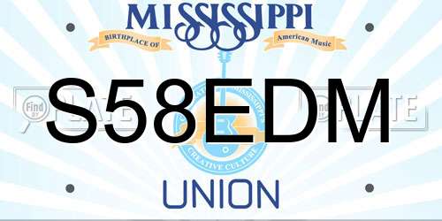 S58EDM Mississippi License Plate