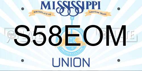 S58EOM Mississippi License Plate