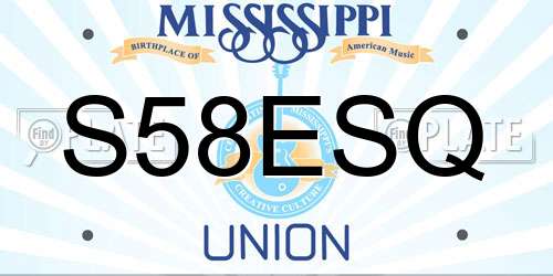 S58ESQ Mississippi License Plate