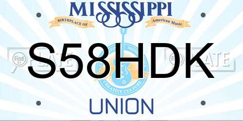S58HDK Mississippi License Plate