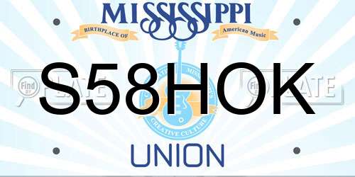 S58HOK Mississippi License Plate