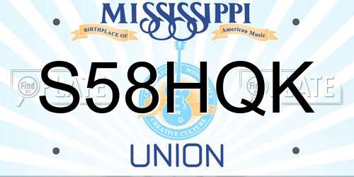 S58HQK Mississippi License Plate