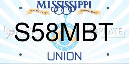 S58MBT Mississippi License Plate
