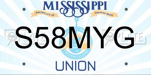 S58MYG Mississippi License Plate