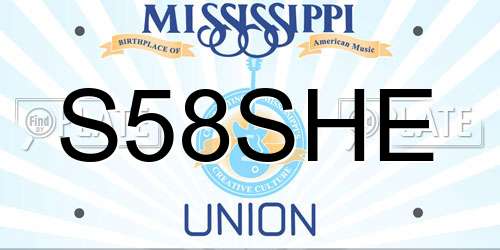 S58SHE Mississippi License Plate