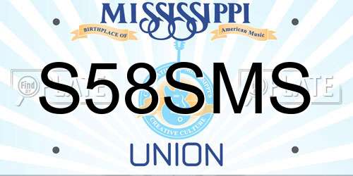 S58SMS Mississippi License Plate