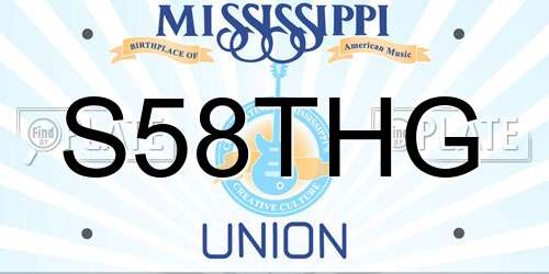 S58THG Mississippi License Plate