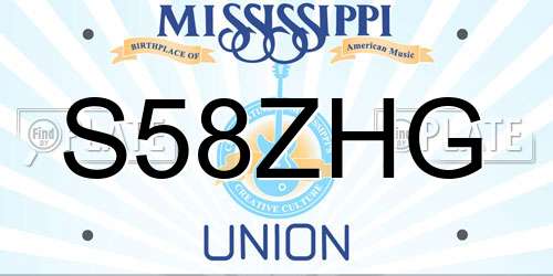 S58ZHG Mississippi License Plate
