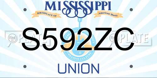 S592ZC Mississippi License Plate