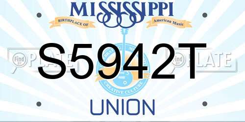 S5942T Mississippi License Plate