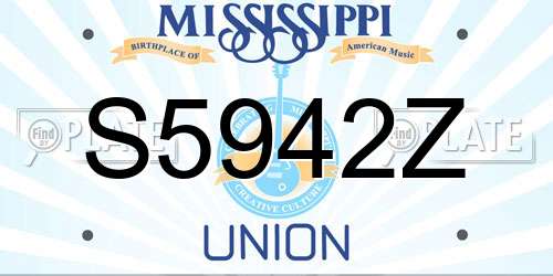 S5942Z Mississippi License Plate