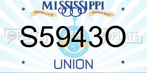 S5943O Mississippi License Plate