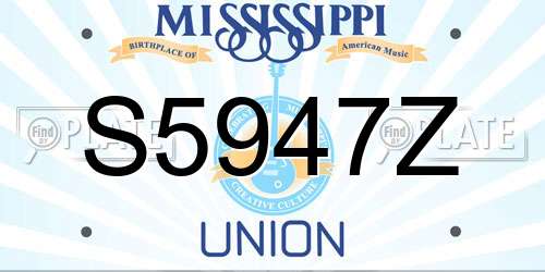 S5947Z Mississippi License Plate