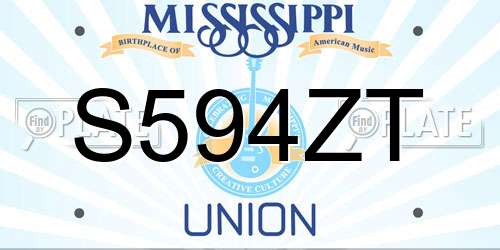 S594ZT Mississippi License Plate