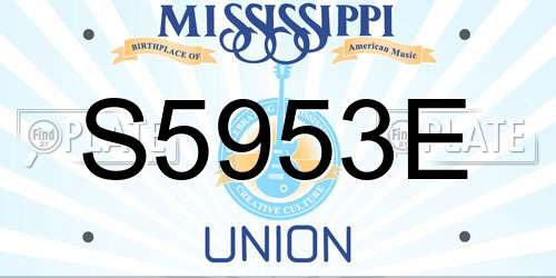 S5953E Mississippi License Plate