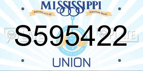 S595422 Mississippi License Plate