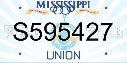 S595427 Mississippi License Plate