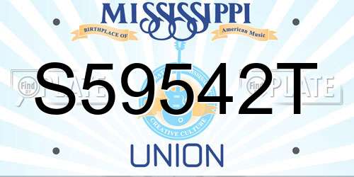 S59542T Mississippi License Plate