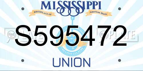 S595472 Mississippi License Plate