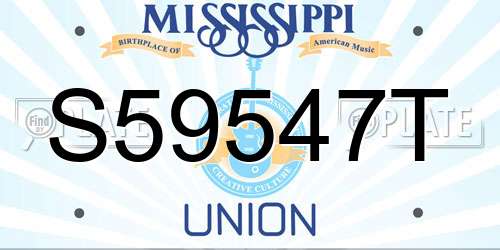 S59547T Mississippi License Plate