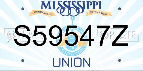 S59547Z Mississippi License Plate
