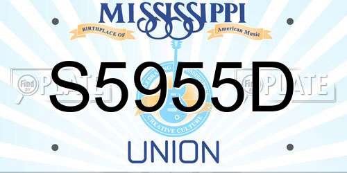 S5955D Mississippi License Plate