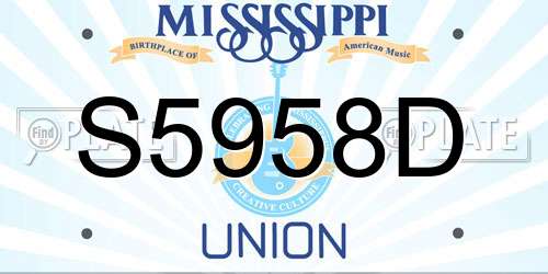 S5958D Mississippi License Plate