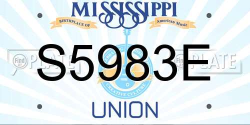 S5983E Mississippi License Plate