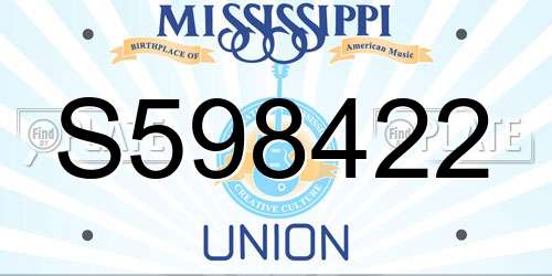 S598422 Mississippi License Plate