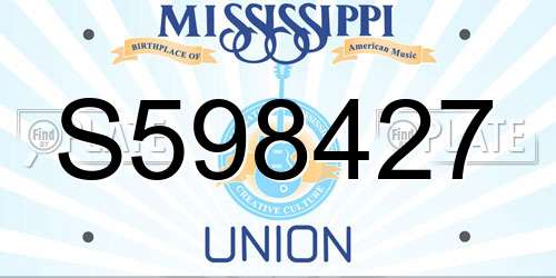 S598427 Mississippi License Plate